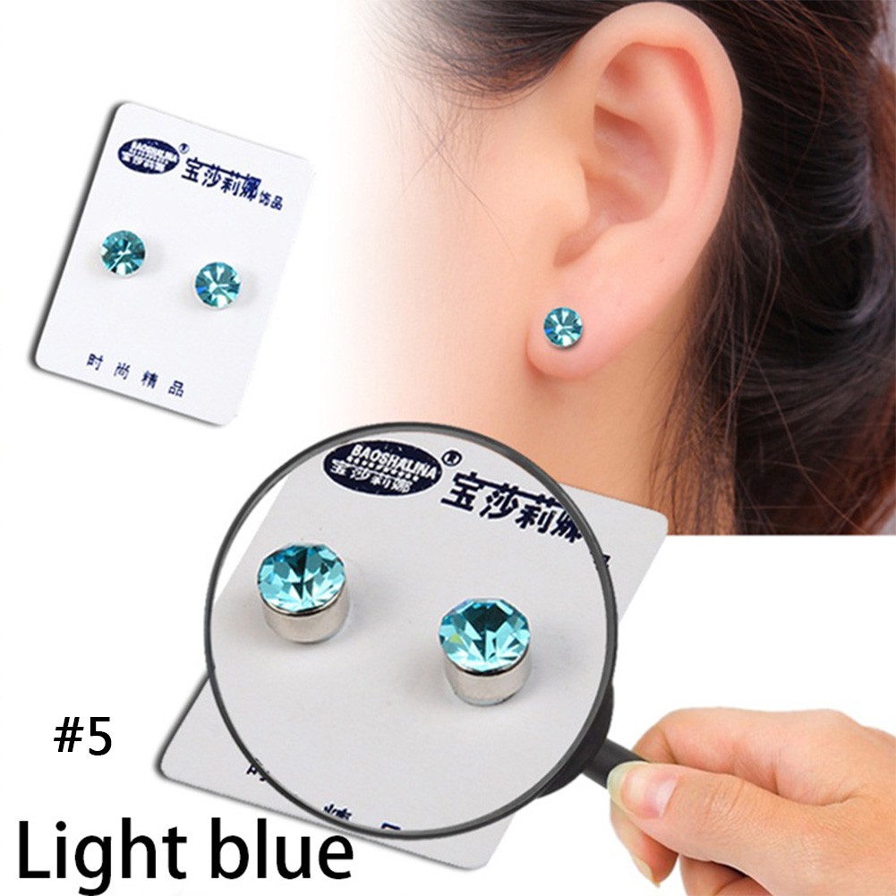 1 Pasang Anting Stud Magnetik Kristal Berlian Imitasi Ukuran 6mm Untuk Terapi Kesehatan Penurunan Berat Badan