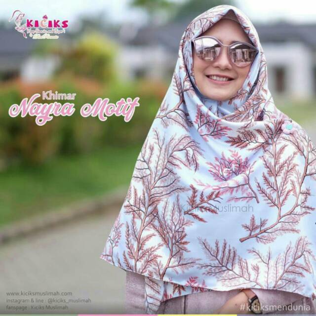 Hijab Segi Empat Motif Kerudung Jilbab Khimar Kiciks Muslimah Nayra