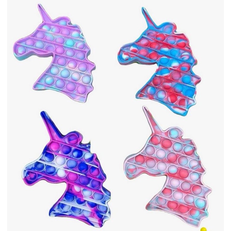 POP IT RAINBOW FIDGET TOYS Mainan Anak Edukasi Murah Pop Its Unicorn New Fidget Push Bubble Kids Kid-Unicorn Rainbow B
