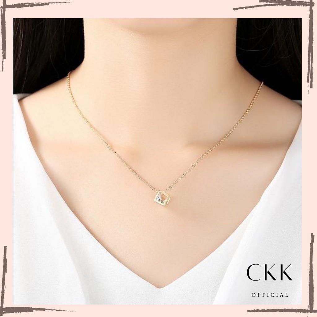 ➰CKK➰ Kalung Stainless FA25 Liontin Bentuk Kubus Diamond Kalung Import # BISA COD