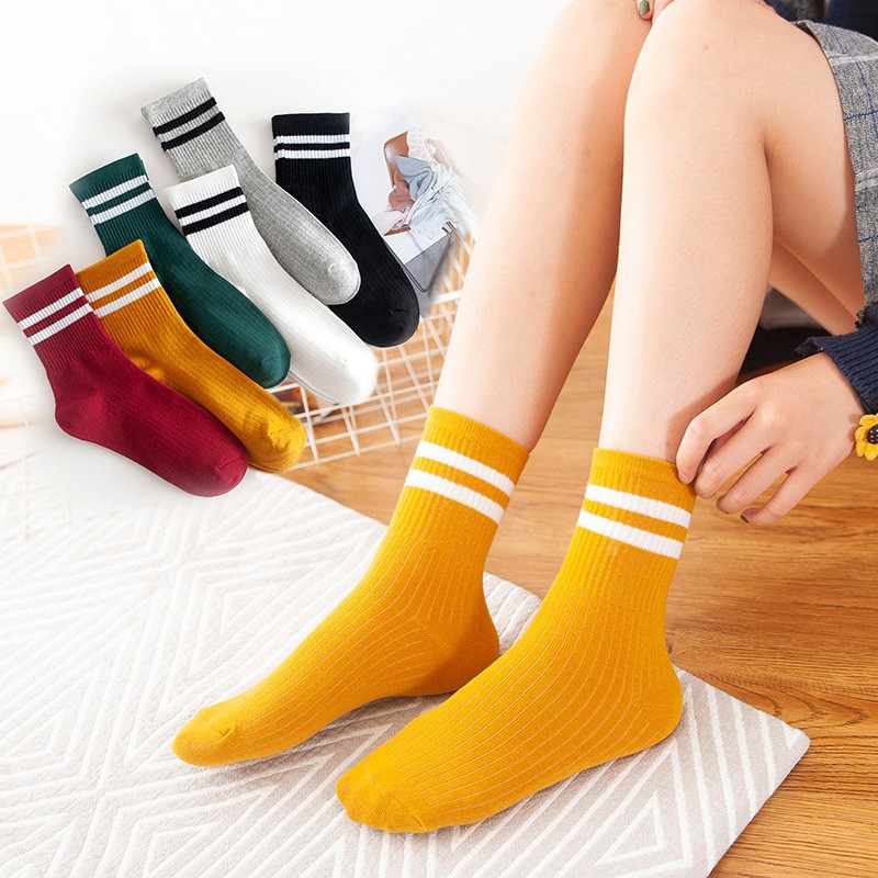  Kaos  Kaki  Harajuku Motif  Garis Warna Permen Bahan Katun 