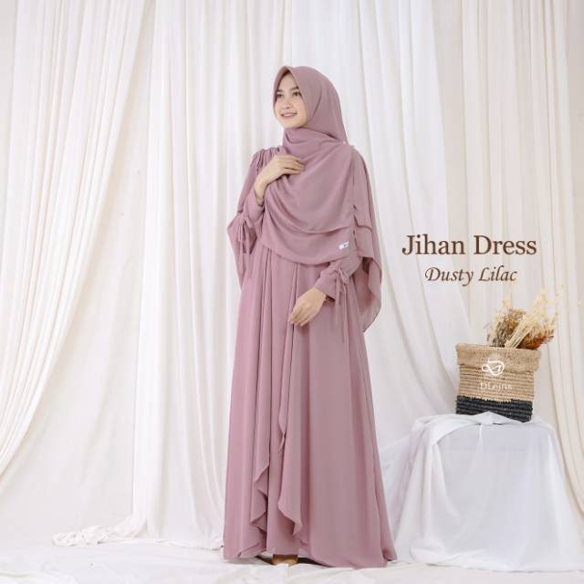 Jihan Dress/Gamis Terlaris/ Gamis Sruty Baby Doll/Full Puring/Gamis Muslimah/Pakaian Wanita Muslim/G