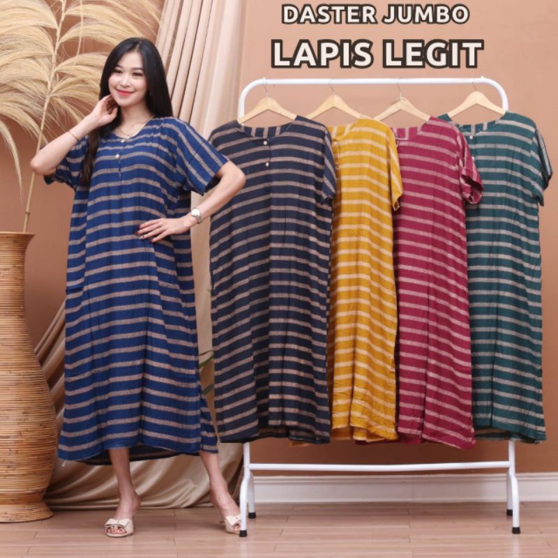 DASTER JUMBO LD 120 CM KANCING DEPAN BUSUI BUMIL BAHAN  SANTUNG RAYON HALUS ADEM BAJU TIDUR IBU LENGAN PENDEK BANYAK MOTIF-DSJ LAPIS LEGIT
