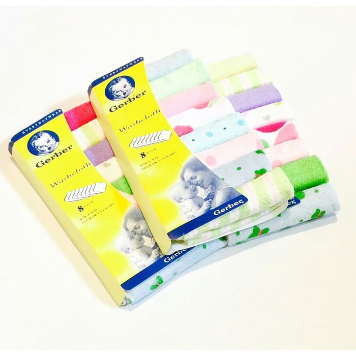 Sapu Tangan Bayi / Wash Lap Gerber - 8pc - Baby Washcloths