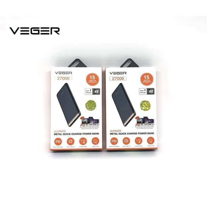 [GARANSI] POWERBANK VEGER 10000mAh ULTIMATE 10000MAH 1 Port USB METAL Grosir