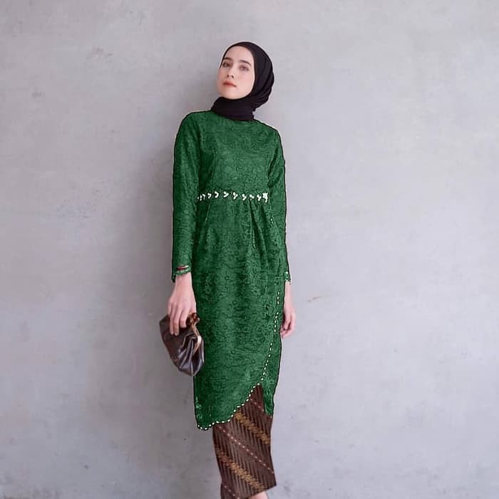 Setelan Brukat Kebaya Batik Amora hijau green setelan kondangan