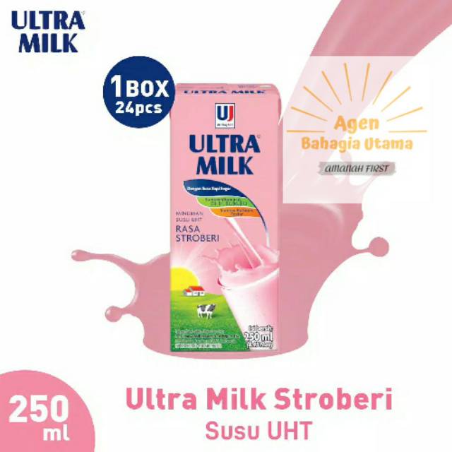 

Susu UHT Ultra Milk Stroberi 250mL (1 Box=24pcs)