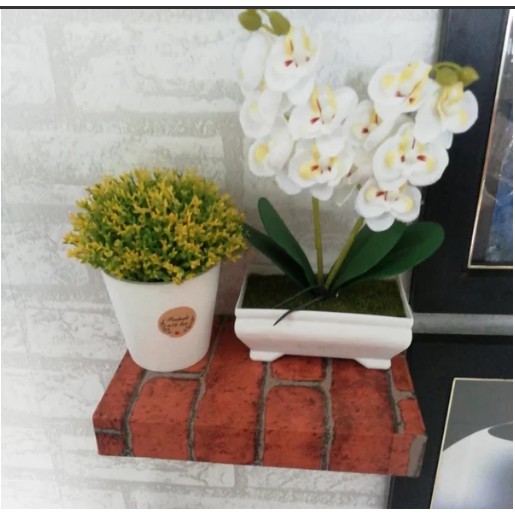 Naindo Bunga Anggrek imitasi cabang 2 dengan pot hiasan ruang tamu & kantor