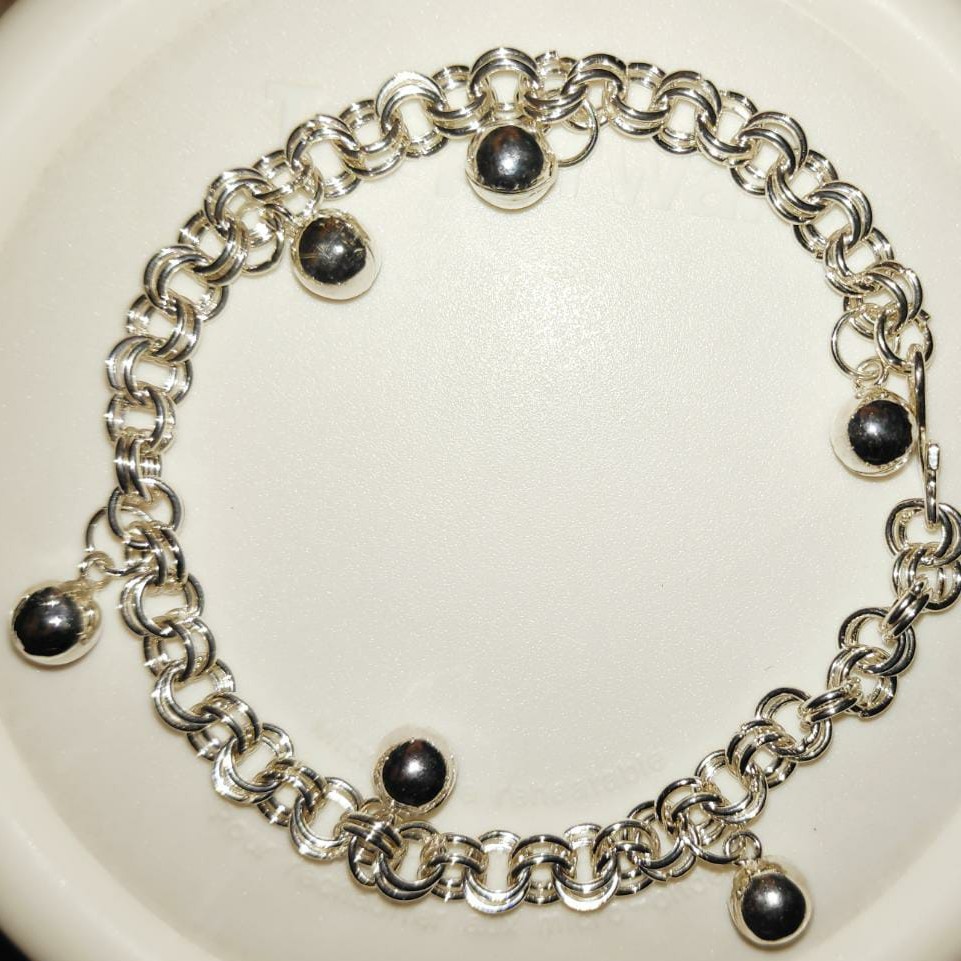 Gelang kaki kerincing bayi, original perak murni, tebal