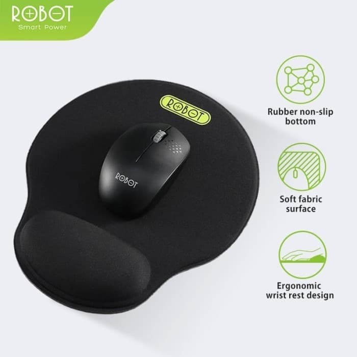 ROBOT Mousepad RP02 Anti-slip with Ergonomic Wrist Rest Design Mousepad Black Garansi Original Resmi-1
