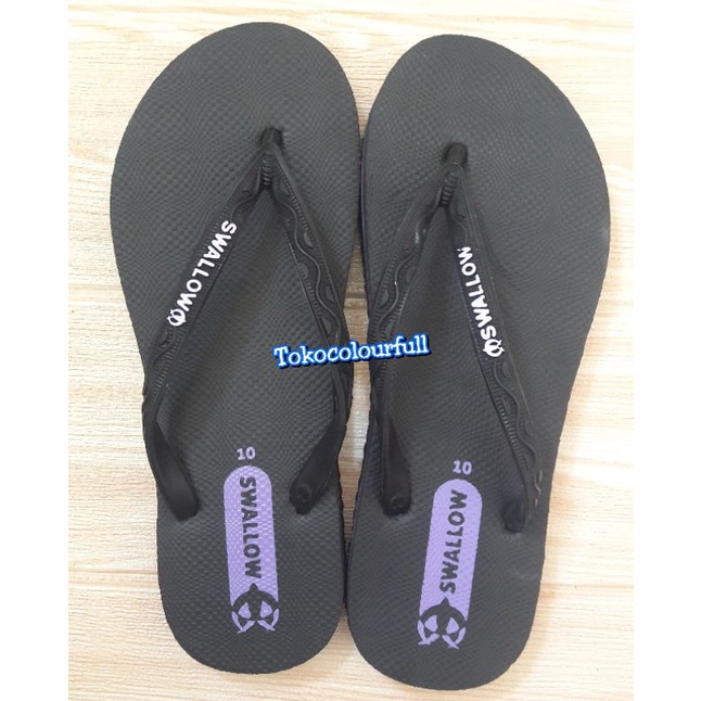 Sandal Jepit Swallow Hitam/Sendal Jepit Black Pearl F02 wanita /swallow female