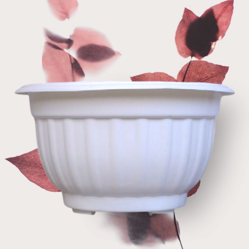 Pot Bunga Plastik Putih 30 Belimbing | Pot Tanaman Plastik Besar Putih