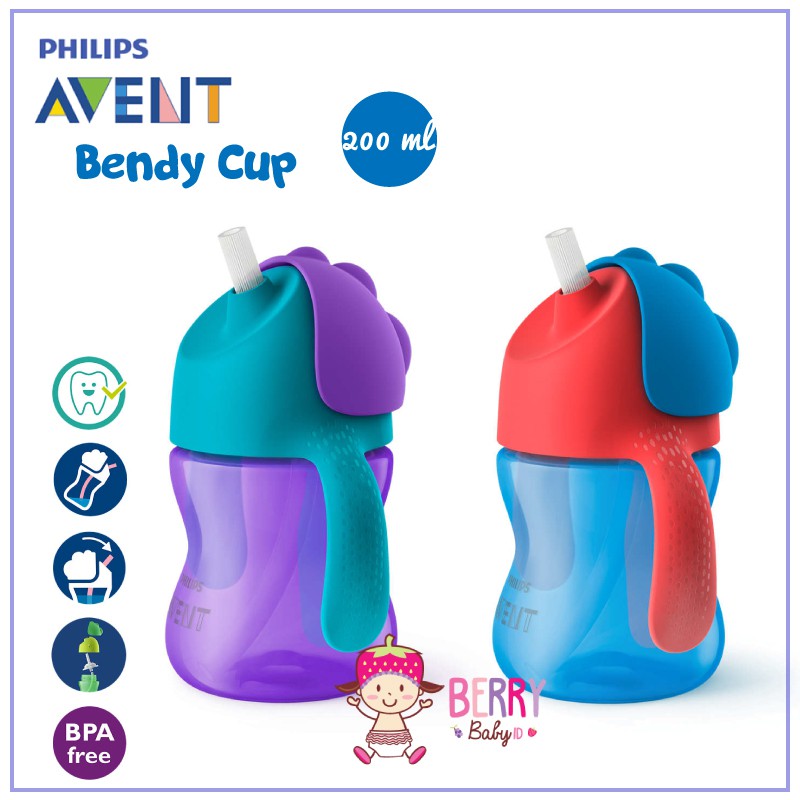 Philips Avent Bendy Straw Cup Botol Sedotan Bayi 200 ml / 7 oz Berry Mart