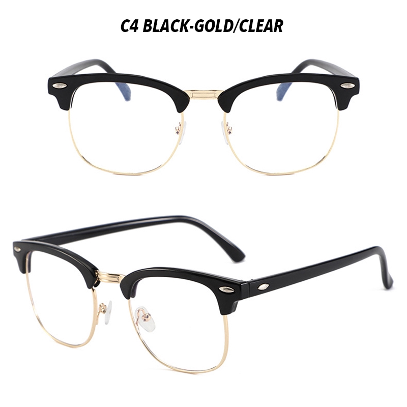 （YUZHU）COD Classical Retro Half Frame Kacamata Hitam Wanita/Pria Kacamata Eyeglasses