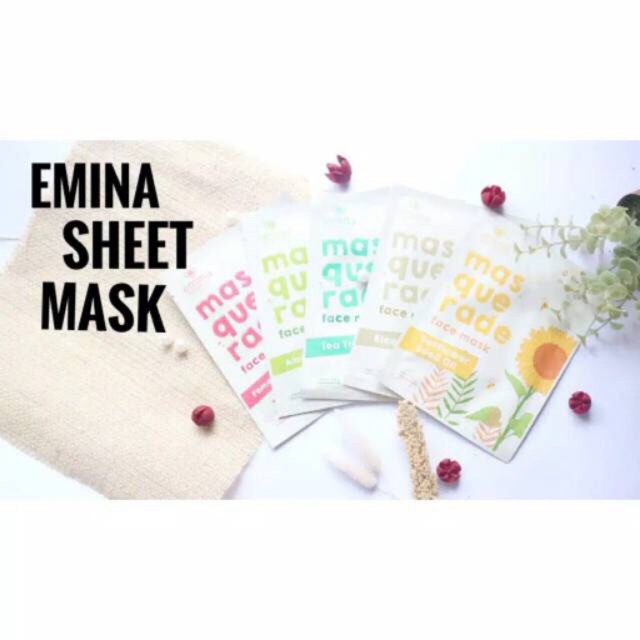 ✿ELYSABETHME✿ ˜”*°• emina •°*”˜. Emina sheet mask masquerade daily masker organik cocok untuk kulit sensitif jerawat berminyak