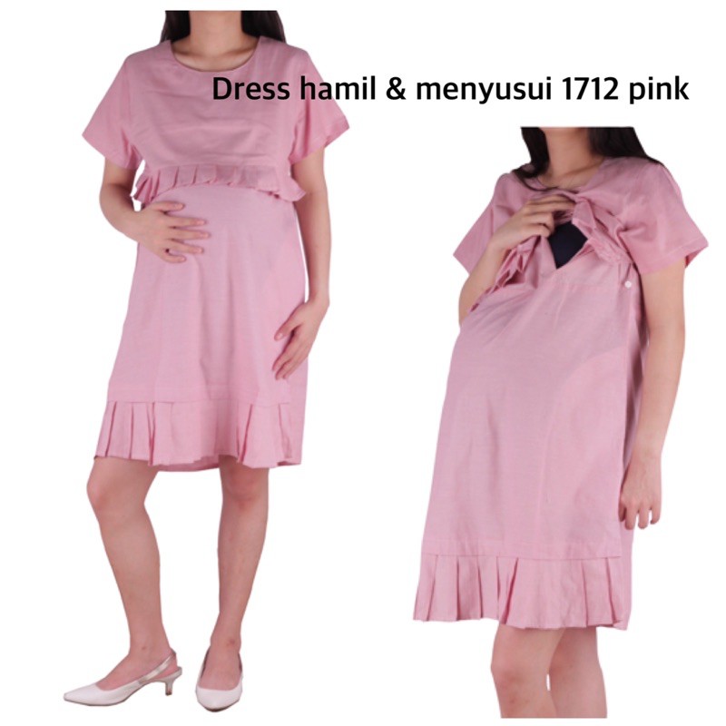 Baju hamil dress hamil katun menyusui 1712 tuliskan warna yg dipilih