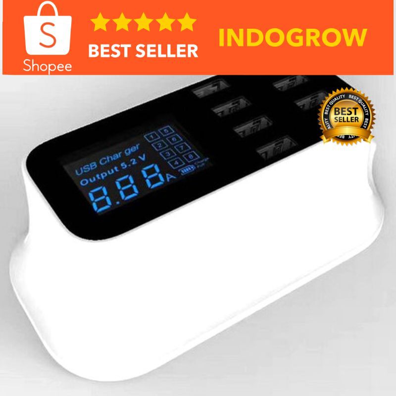 Smart Wall Charger 8 USB Port with LED Display indogrow