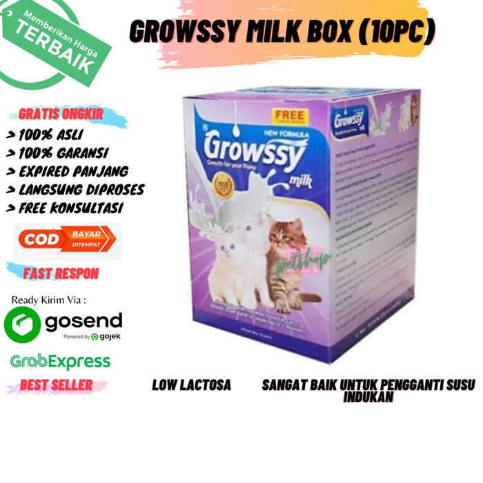 Susu Kucing Growsy Milk Kitten Adult Anak Dewasa 1box