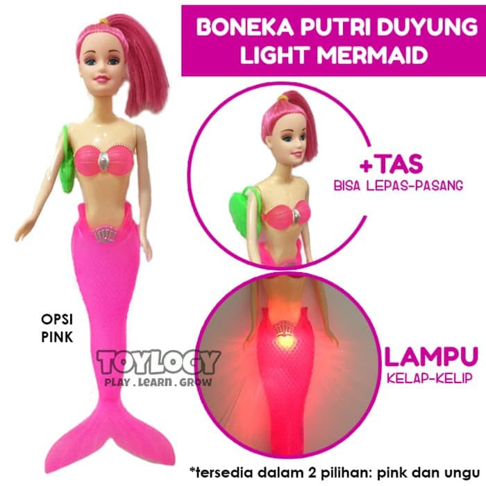 MIN-155 Mainan Anak Perempuan Boneka Putri Duyung Mermaid Doll Lampu Barbie