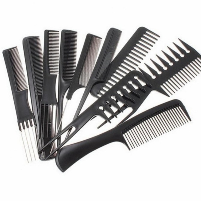 *COD* Sisir Rambut Wanita Pria 1 set isi 10 pcs / Sisir Rambut Babershop / Sisir Set 10