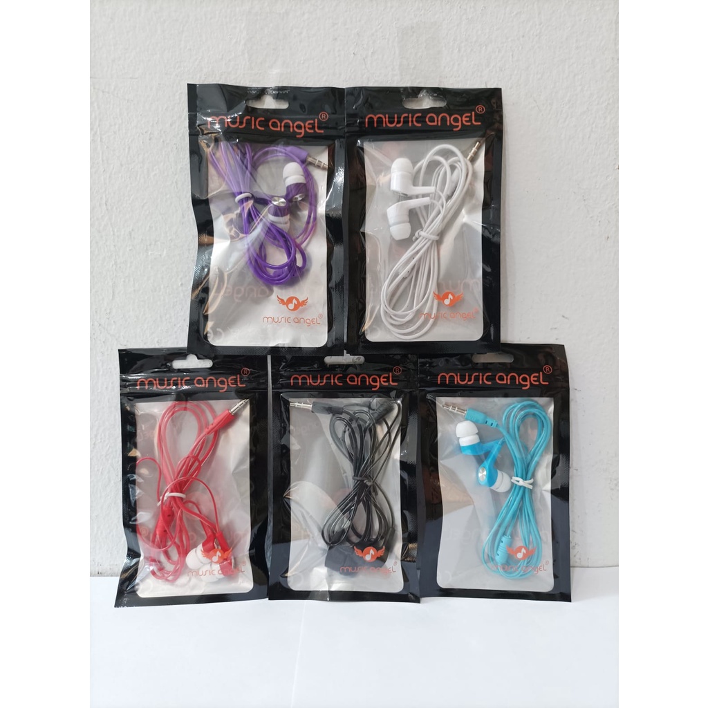 HF HEADSET EARPHONE HANDSFREE MUSIC ANGEL BUDS WARNA WARNI KUALITAS BAGUS PACKING CANTIK