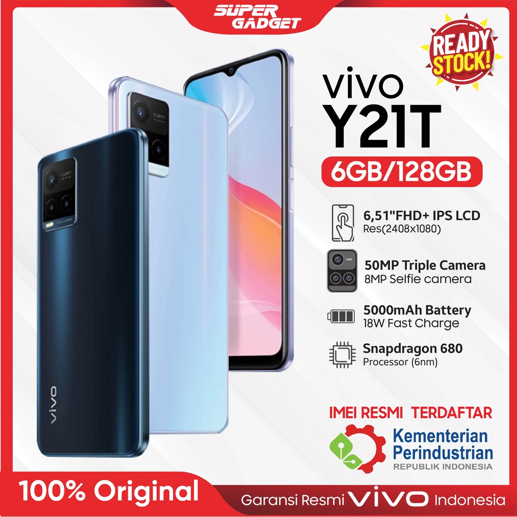 Vivo Y21T 6/128 RAM 6 ROM 128 GB 6GB 128GB HP Smartphone Android