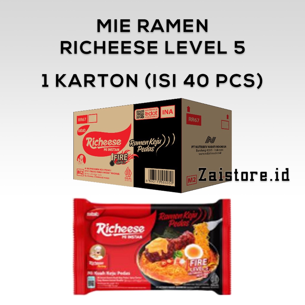 

Ready Richeese Mie Ramen Keju Level 5 (1 karton isi 40 pcs)