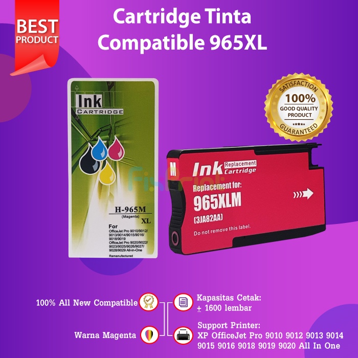 Cartridge Tinta Compatible 965XL 965 Black Cyan Magenta Yellow