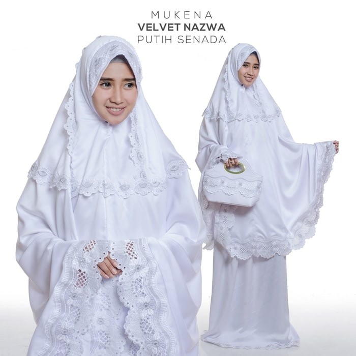 Mukena Dewasa Semi Sutra Mukena Dewasa Semi Sutra Velvet Nazwa Putih Senada Hantaran Pernikahan