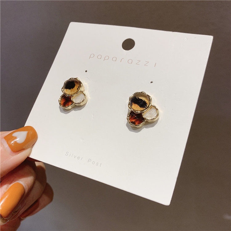 Anting Sterling Silver Hypoallergenic Motif Print Leopard Gaya Korea Untuk Wanita