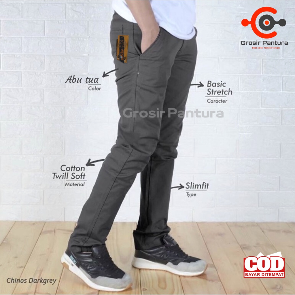 Celana Pria Chino Panjang Slimfit Bahan Katun Chino Murah Terbaru