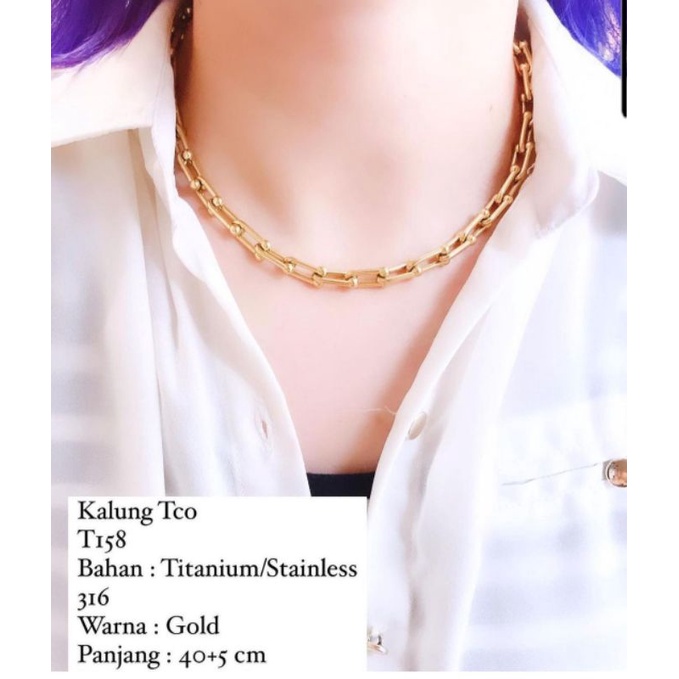 Kalung Titanium Asli Gold Premium Quality Stainless steel anti karat anti alergi 938