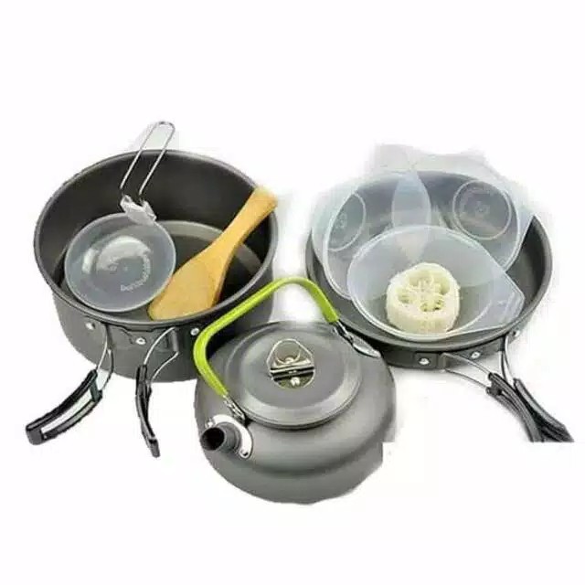 Paket Komplit Teko Wajan Kompor &amp; Gas Cooking Set DS308 &amp; Stove KL S1 BiG Power Camping Outdor