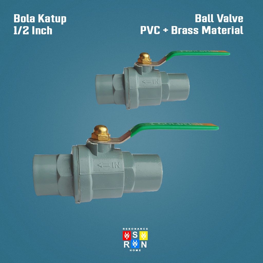 Ball Valve PVC 1/2 Inch Gagang Besi / Bola Katup Resonance Home