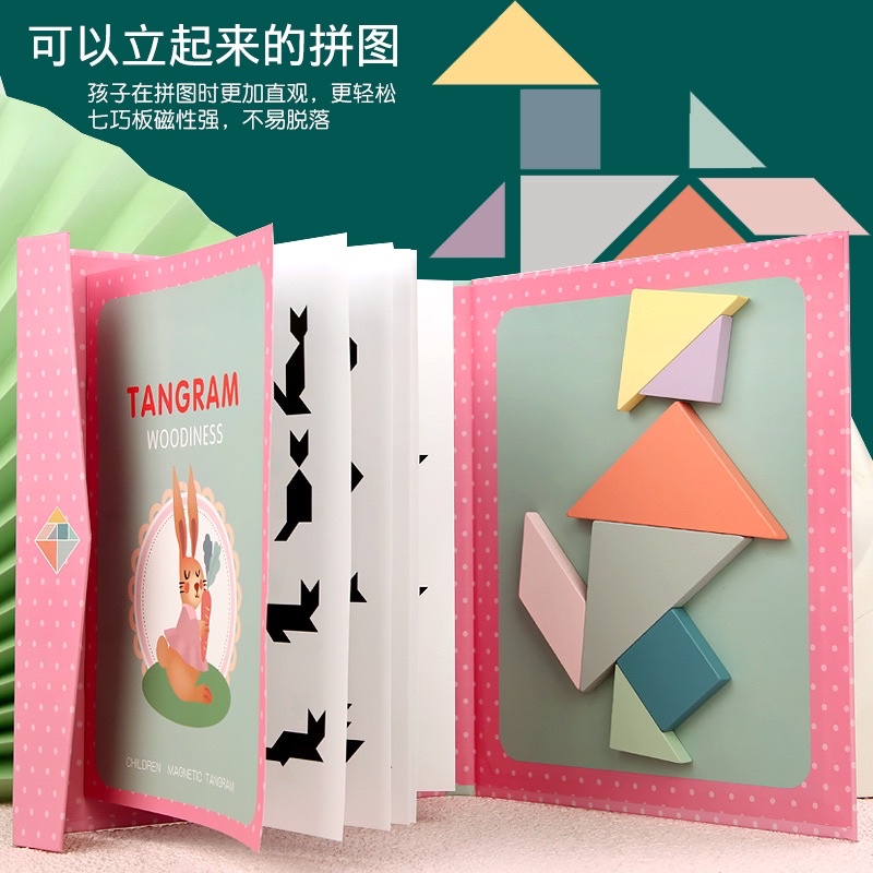 [BISA COD] PUZZLE EDUKASI TANGRAM MAGNET PATTERN  WOODEN BLOK