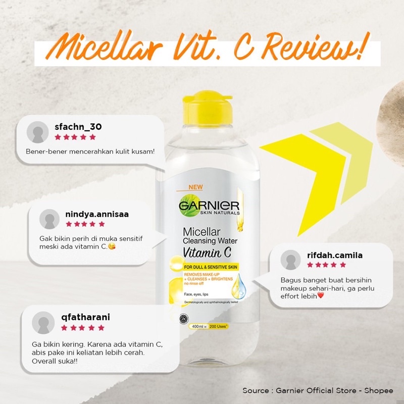 GARNIER Micellar Cleansing Water Vitamin C 125ml BPOM