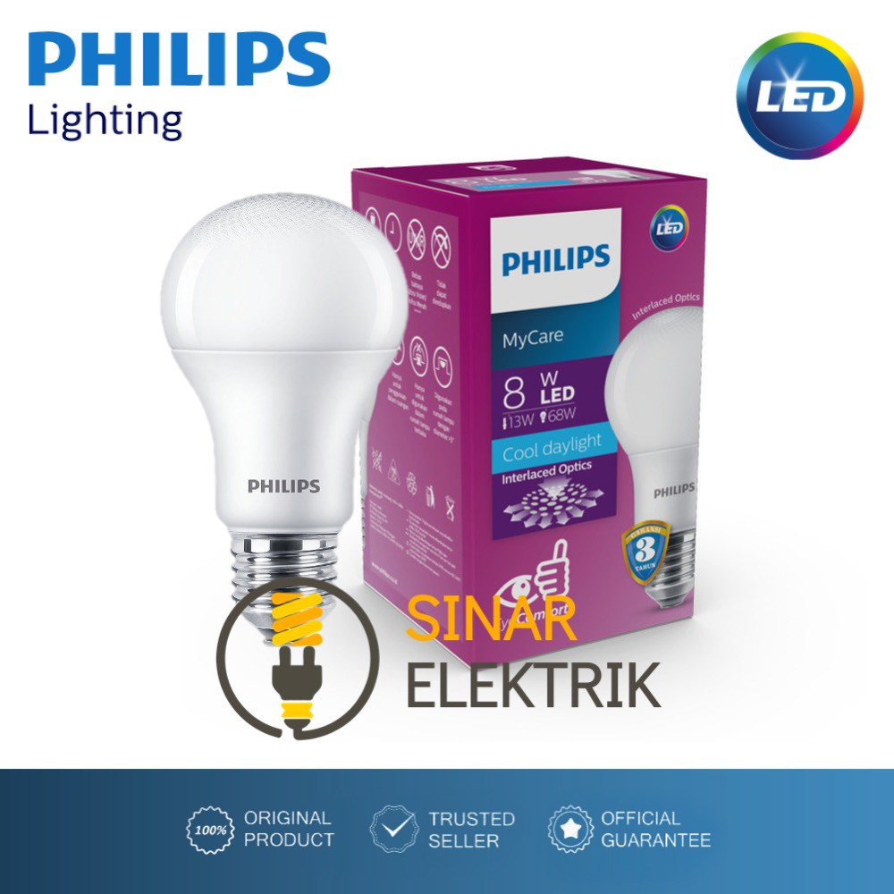 Lampu LED Philips MyCare 8 Watt Putih - Bohlam LED 8W W Wat 8Watt Murah Original Garansi