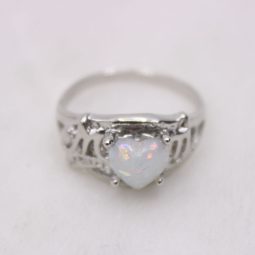 Hu Hu Hu Hu Hu Alat Bantu Pasang Kacamata♡ Cincin Bentuk Hati Motif Ukir Tulisan Aksen Opal Imitasi Untuk Hadiah Ibu