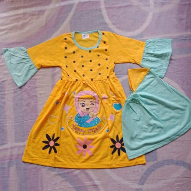 Gamis anak katun/ gamis anak karakter / grosir gamis anak