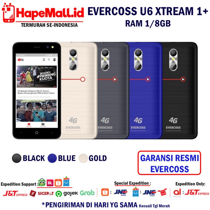 EVERCROSS U6 XTREAM 1 PLUS RAM 1/8GB GARANSI RESMI TERMURAH