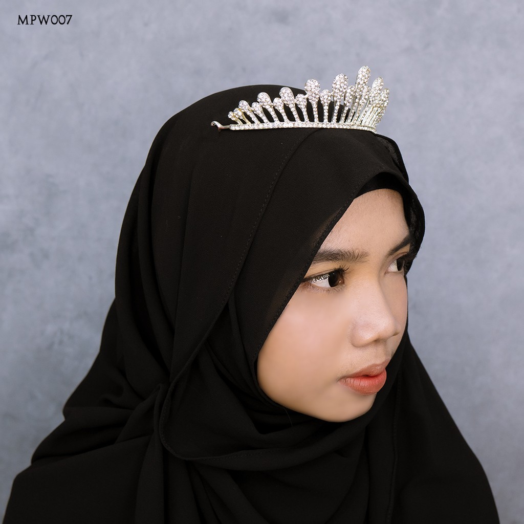 [STOK TERBATAS] MAHKOTA HIJAB WEDDING ASESORIS WANITA PUTIH SILVER MPW007