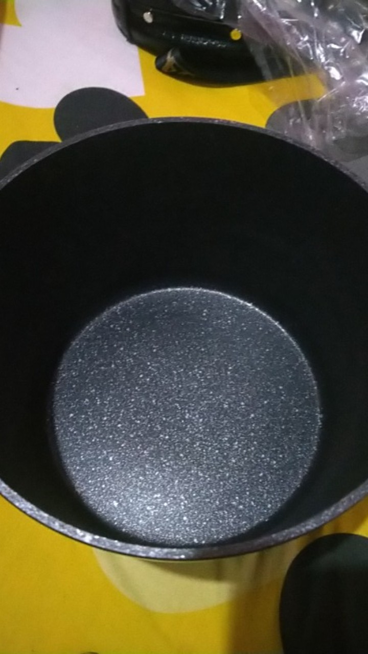 Yoshikawa Panci Keramik Marble 20cm, 24cm Serbaguna Anti Lengket Tutup Kaca Peralatan Dapur Masak