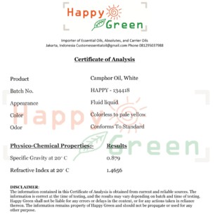 Happy Green Camphor Essential Oil - Minyak Kamper 100% Murni