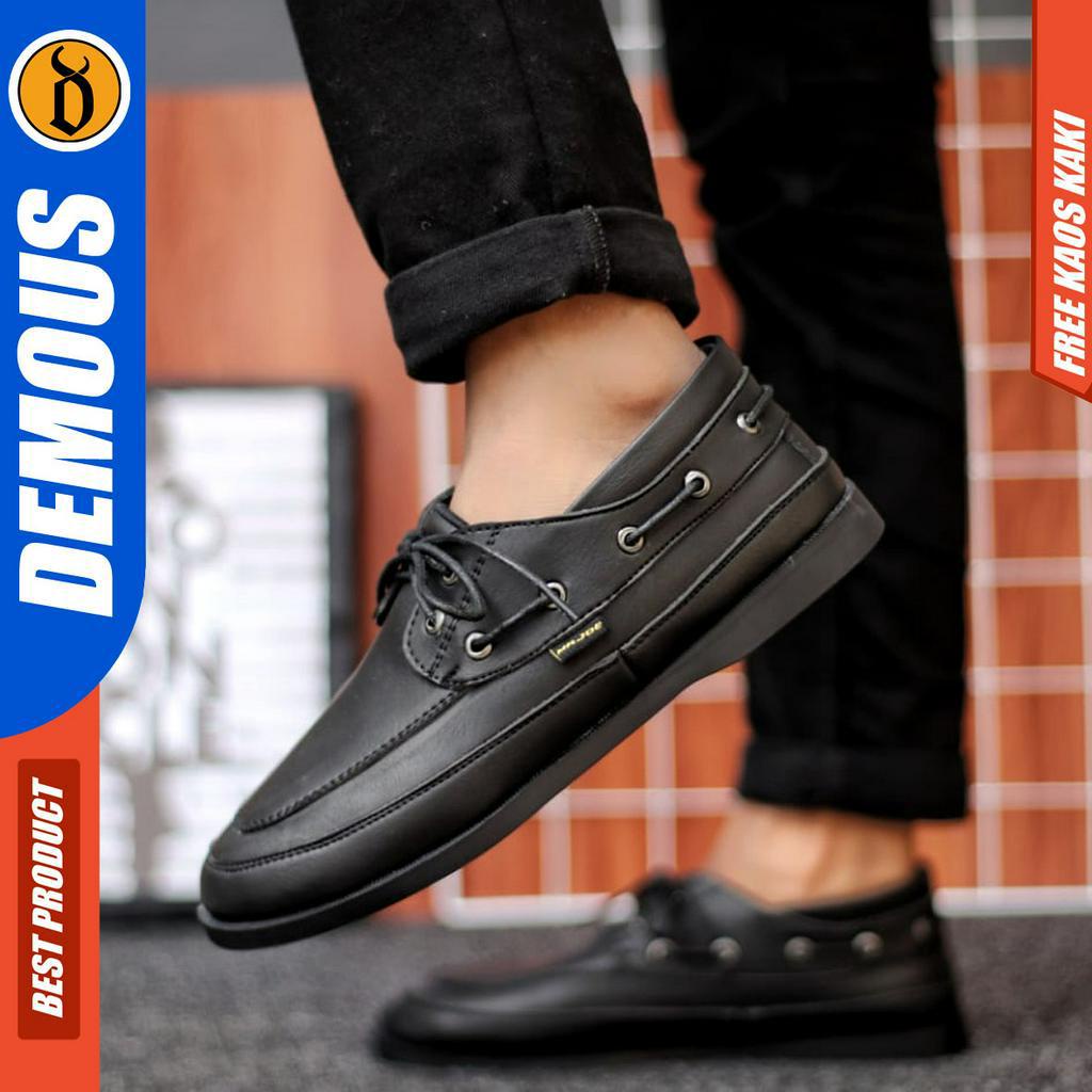 DEMOUS DARIO - Sepatu Pantofel Kerja Formal Casual Hitam Pria