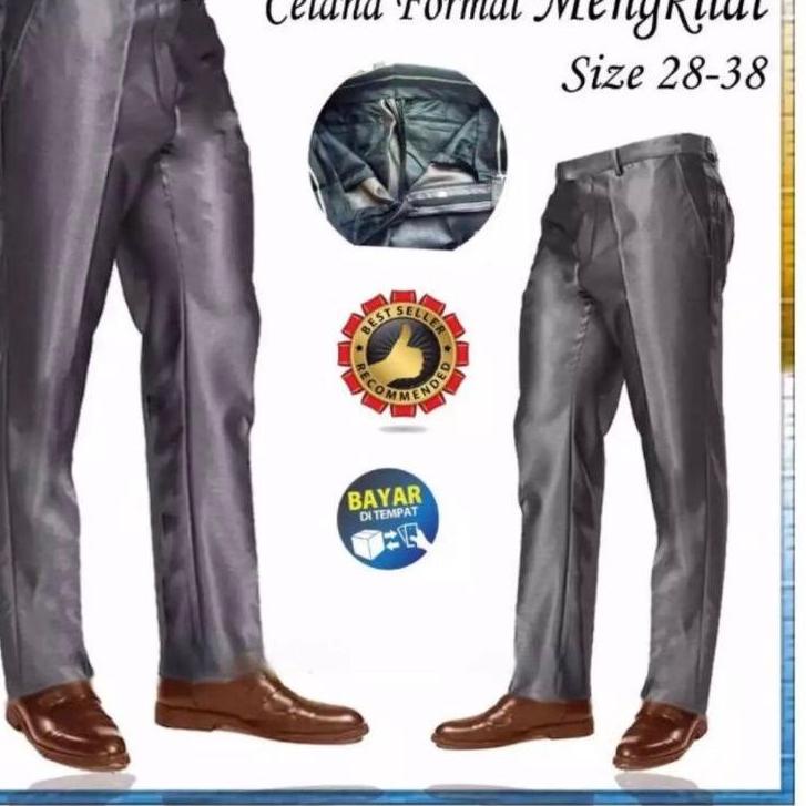 Celana Kantor Pria Bahan Mengkilat Slim Metallic Keren Realpict Trend Terkini 27 38