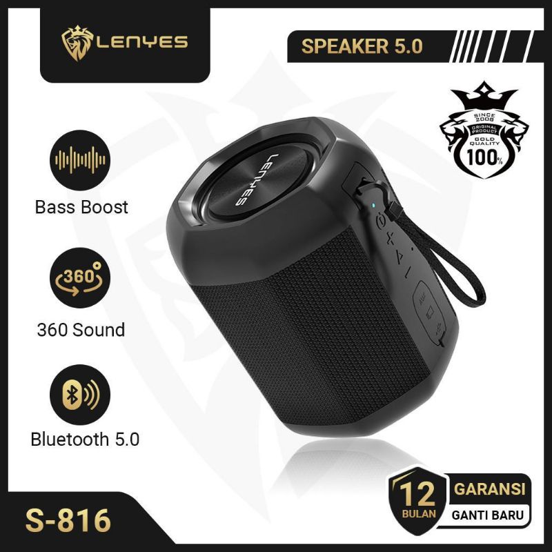 PS - Speaker Bluetooth Lenyes S 805 S 816 Waterproof IPX6 Super Bass Sound High Quality Speaker Blue