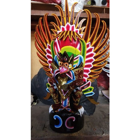 kerajinan patung garuda bali tinggi 60cm ukiran kayu handmade lukis