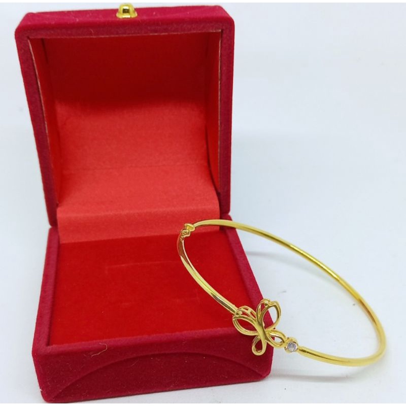 GELANG PERAK 925 ASLI LAPIS EMAS/GELANG BANGLE KUPU KUPU/GELANG ASLI SILVER/GELANG FASHION WANITA