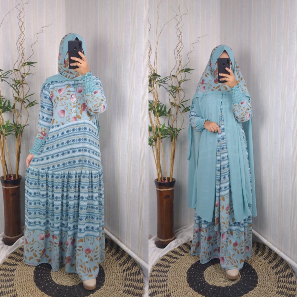 gamis ceruty babydoll ORI brand Laila set khimar yolanda dress wanita terbaru exclusive model mewah