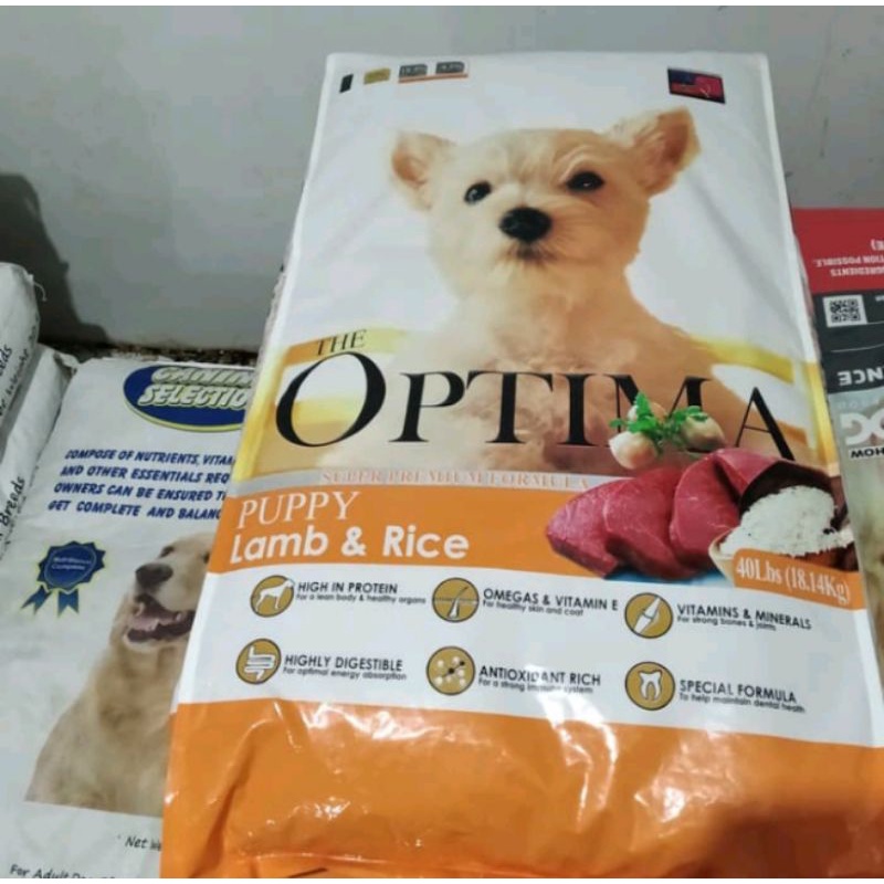 Optima Puppy Lamb &amp; Rice Makanan Anak Anjing 18,14kg